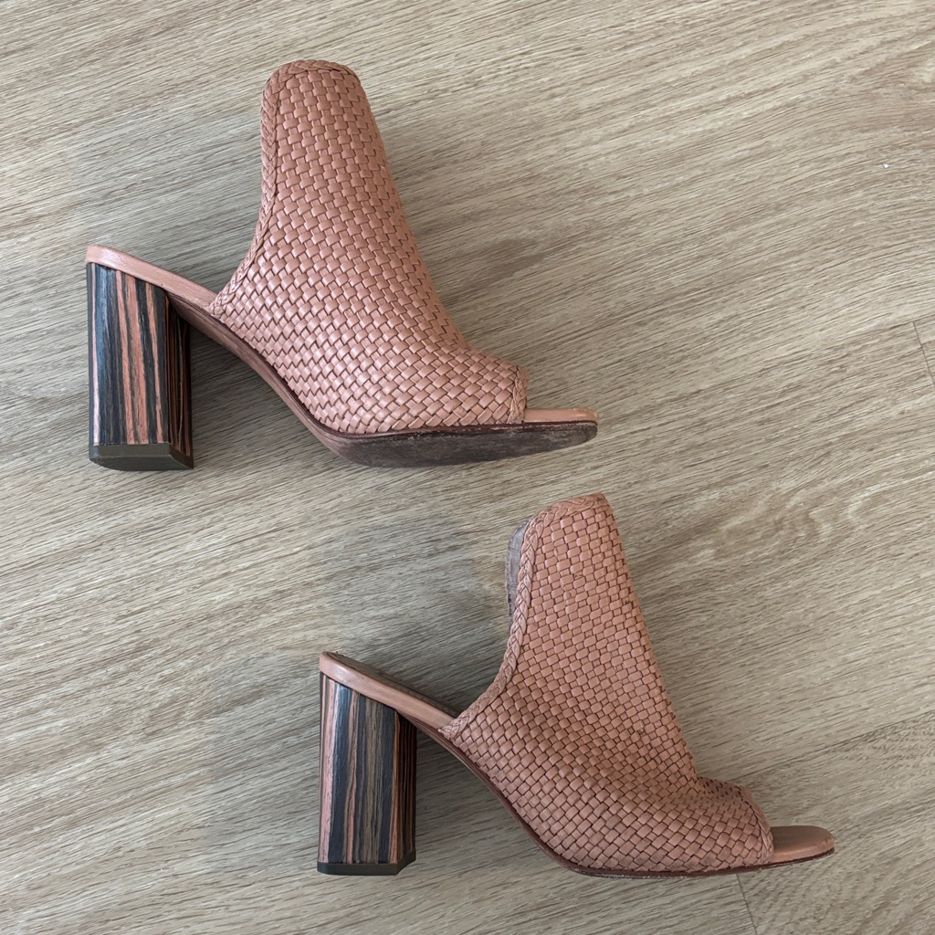 Bcbgmaxazria Pink Wooven Wood Heels - 8